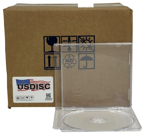 USDISC CD Jewel Cases Chubby 22mm, Quadruple 4 Disc, Black, Pack Of 200